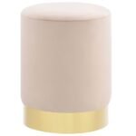 Stool Apricot and Gold Velvet 28 x 36 cm