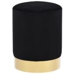 Stool Black and Gold Velvet 28 x 36 cm