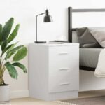 Bedside Cabinet White 38x35x56 cm Engineered Wood