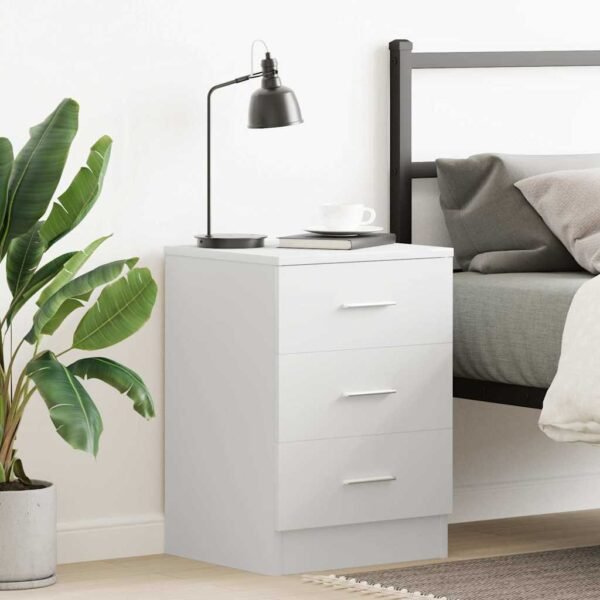 Bedside Cabinet White 38x35x56 cm Engineered Wood