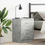 Bedside Cabinet Concrete Grey 38x35x56 cm Engineered Wood