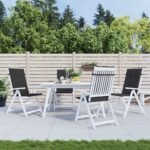 Garden Highback Chair Cushions 4 pcs Black 120x50x3 cm Fabric