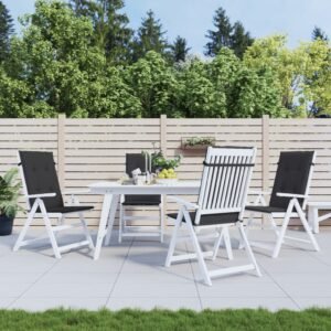 Garden Highback Chair Cushions 4 pcs Black 120x50x3 cm Fabric