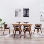 Dining Chairs 6 pcs Dark Grey Bent Wood and Fabric