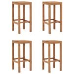 Bar Stools 4 pcs Solid Wood Teak