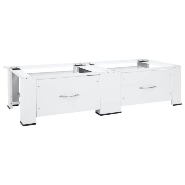 Double Washing and Drying Machine Pedestal with Drawers White