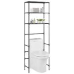 3-Tier Storage Rack over Toilet Black 53x28x169 cm