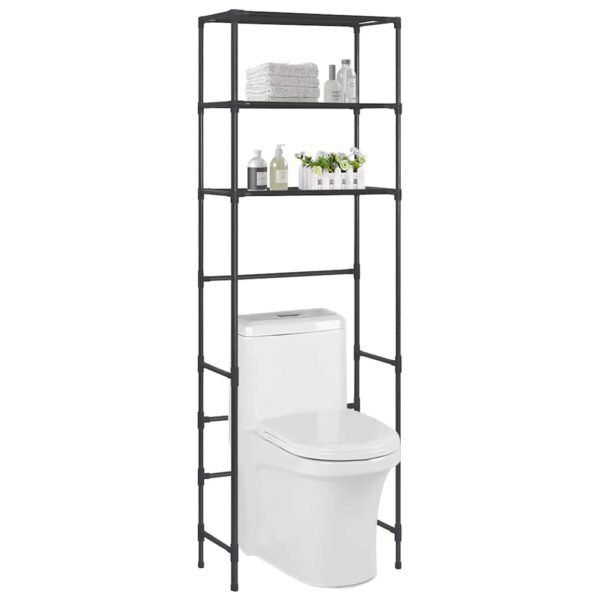 3-Tier Storage Rack over Toilet Black 53x28x169 cm