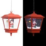 Christmas Hanging Lamp with LED Light and Santa Red 27x27x45 cm
