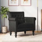 Armchair Black Real Goat Leather