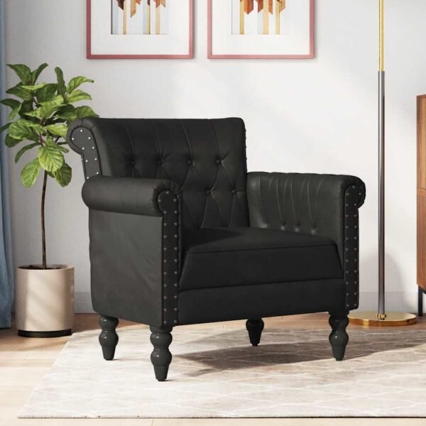 Armchair Black Real Goat Leather