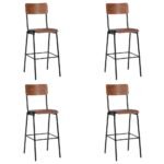 Bar Stools 4 pcs Solid Plywood Steel