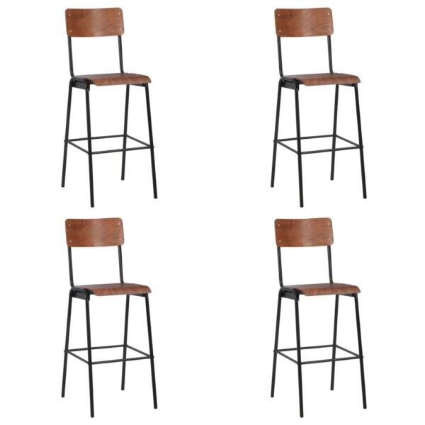 Bar Stools 4 pcs Solid Plywood Steel