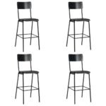 Bar Stools 4 pcs Black Solid Plywood Steel
