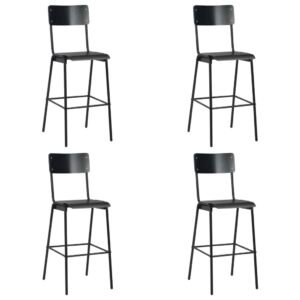 Bar Stools 4 pcs Black Solid Plywood Steel