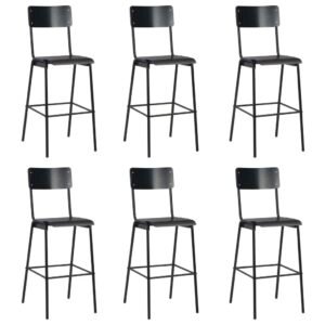 Bar Stools 6 pcs Black Solid Plywood Steel