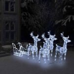 Reindeers & Sleigh Christmas Decoration 280x28x55 cm Acrylic