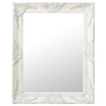 Wall Mirror Baroque Style 50x60 cm White