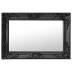 Wall Mirror Baroque Style 60x40 cm Black