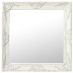 Wall Mirror Baroque Style 60x60 cm White
