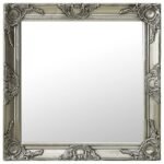 Wall Mirror Baroque Style 60x60 cm Silver