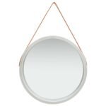 Wall Mirror with Strap 60 cm Silver