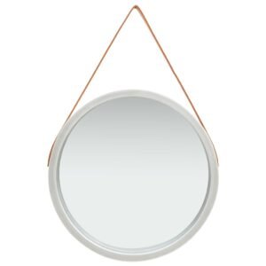 Wall Mirror with Strap 60 cm Silver