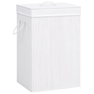 Bamboo Laundry Basket with Single Section White