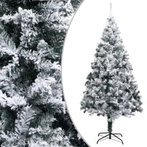 Artificial Christmas Tree with Flocked Snow Green 210 cm PVC