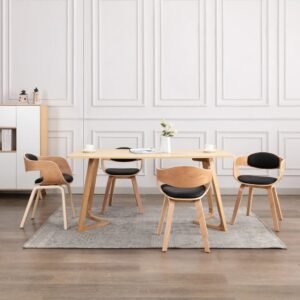 Dining Chairs 4 pcs Bent Wood and Faux Leather