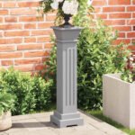 Classic Square Pillar Plant Stand Grey 17x17x66 cm MDF