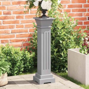 Classic Square Pillar Plant Stand Grey 17x17x66 cm MDF