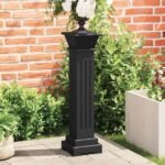 Classic Square Pillar Plant Stand Black 17x17x66 cm MDF