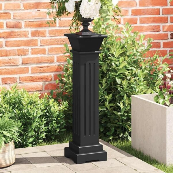 Classic Square Pillar Plant Stand Black 17x17x66 cm MDF