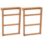 Towel Racks 2 pcs Solid Teak Wood