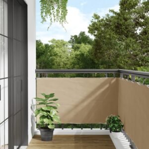 Balcony Screen Beige 75x500 cm Oxford Fabric