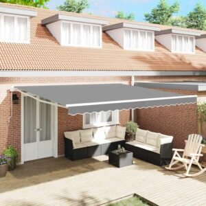 Awning Frame Manual White 400 x 350 cm Aluminium