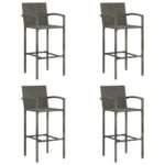 Bar Stools 4 pcs Grey Poly Rattan