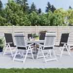 Garden Highback Chair Cushions 6 pcs Black 120x50x3 cm Fabric