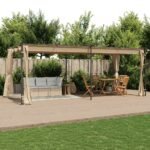 Gazebo with Curtains 6x3 m Taupe Steel