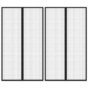 Insect Door Curtains 2 pcs with Magnet Blocks Black 200x80 cm