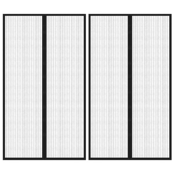 Insect Door Curtains 2 pcs with Magnet Blocks Black 200x80 cm