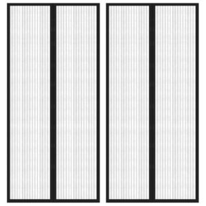 Insect Door Curtains 2 pcs with Magnet Blocks Black 210x90 cm