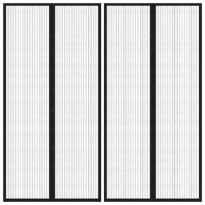 Insect Door Curtains 2 pcs with Magnet Blocks Black 220x100 cm