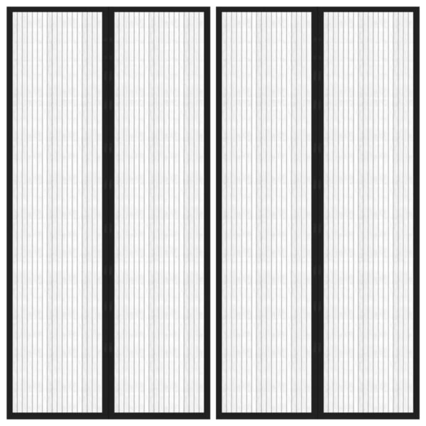 Insect Door Curtains 2 pcs with Magnet Blocks Black 220x100 cm