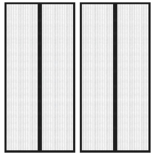 Insect Door Curtains 2 pcs with Magnet Blocks Black 220x110 cm