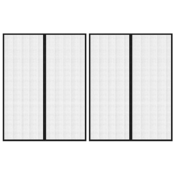 Insect Door Curtains 2 pcs with Magnet Blocks Black 230x160 cm