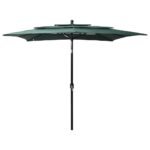 3-Tier Garden Parasol with Aluminium Pole Green 2.5x2.5 m