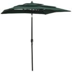 3-Tier Garden Parasol with Aluminium Pole Green 2x2 m