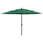 3-Tier Garden Parasol with Aluminium Pole Green 3.5 m